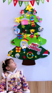Felt Christmas tree DIY wall-mounted Christmas tree childrens Christmas decoration with ornaments