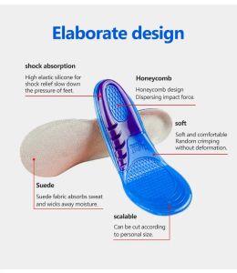 SRIEI 1Pair Silicone Gel Orthopedic Insoles Arch Support Pads Shoe Inserts Transparent Massage Insoles comfort