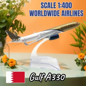 Scale 1:400 Replica Gulf A330 Diecast Aircraft Boeing Airbus Airplane Model Miniature Aviation Figures Children Kids Toy for Boy
