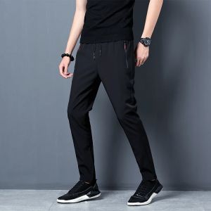 Mens Casual Pants Stretch Slim Fit Elastic Waist Jogger Korean Classic Blue Black Gray Male Brand Trousers Plus Size