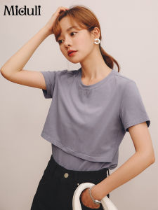 Breastfeeding Short Sleeve T-Shirt Thin Pure Cotton Maternity Wear Home Clothes for Mothers Summer Lightweight Base Shirt