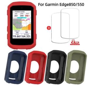 Garmin Edge 850 TPU Silicon Kèm 2 Chiếc Kính Cường Lực Bảo Vệ Màn Hình GPS Đồng Hồ Bấm Giờ Bao Phụ Kiện Cho Edge 550 850