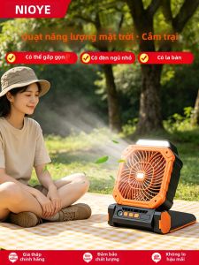 NIOYE | Quạt Dã Ngoại Ngoài Trời Bền Pin Dài Đuổi Gió Cao Chạy Năng Lượng Mặt Trời