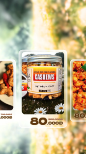 Hạt Điều Rang Tỏi Ớt hàng loại 1 có vị ngọt ngon giòn hộp 250gr nắp nhôm - CHỢ HẠT T&A