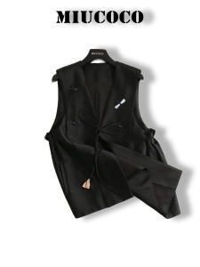 Elegant Chinese Style Embroidered Vest Womens V-neck Jacket Pearl Studded Commute Wear Folded Hemline Regular Sleeve Length