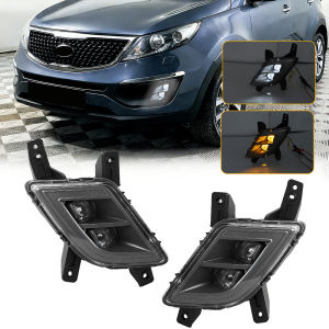 Dual-color DRL Daylight For Kia Sportage 2011 2012 2013 Daytime Running Light Front Bumper Fog Lamp Turn Signal Headlight 12V