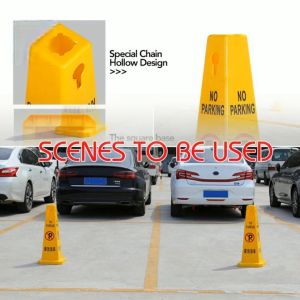 【Fast Deliver】PP Plastic Square Sign Do Not Park The Square Cone Barrel Carefully Slide Warning Sign Roadblock Isolation No Parking Safety Caution Warning ConeThickened PP Plastic Road Cone No Parking