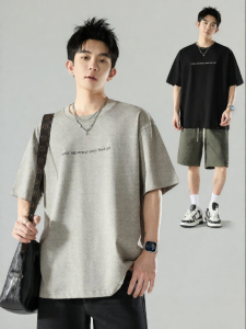 Wood soon | Breathable Retro Simple Letter Printed Loose Short Sleeve T-shirt Men