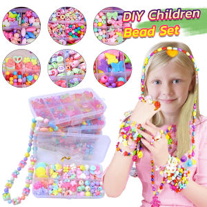 C.N. DIY Children Bead Set for Jewelry Making Colorful Acrylic Crafting Beads Kit Box with Accessories
