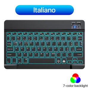 EMTRA Mini Backlit RGB 10inch Bluetooth Keyboard Wireless Rechargeable for Spanish Russian Hebrew Korean French Arabic Portugal