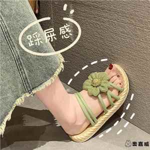 Roman Sandals for Women Ins Trendy Fashion Outwear 2024 New Arrival Summer Shit Feeling Thick Sole Two-Way Wear Beach Slippers