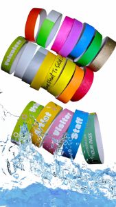 100pcs Customized Waterproof Disposable Events Wristbands Non-woven Tyvek Paper Tear-Resistance Wristbands Amusement Park Admission Ticket