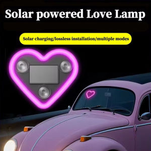 Heart Shaped Car Ambient Light / Solar-Powered Led Car Window Neon Lights / Suction Cup Led Atmosphere Light for Cars Motorcycle