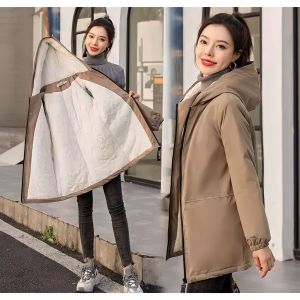 Jaket Mantel Wanita Musim Dingin Puring Dalam Bulu Sherpa