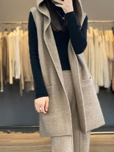 YUEXINYIRONG | Hooded Sleeveless Vest Cardigan