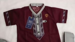 Setelan Koko Anak Laki Laki Motif Bordir Usia 1 - 12 Tahun Lengan Pendek Kawan Muslim