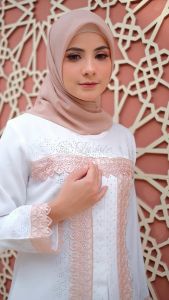 LARISTE Gamis Putih Wanita Kekinian Abaya Turkey Terbaru Mewah Elegan Premium 012 Krem