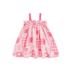 Colorful Digital Print Halter Dress Lightweight Breathable Gored Skirt for Girls Summer Casual Cotton Blend mid Waist Dress