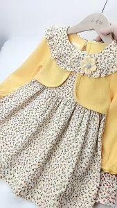 XBABY Dress Gaun Anak Perempuan Lengan Panjang Bahan Twiscone Premium Motif Bunga Korean Style Usia 1-4 Tahun