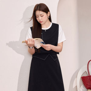 Stylish Design Binding Faux Layer Womens Outfit