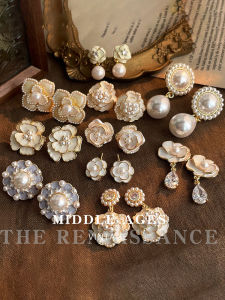 French Style Fresh out White Flower Pearl Earrings Sweet Gentle Creamy Fashion Jewelry Handmade Mixed Material Womens Earrings