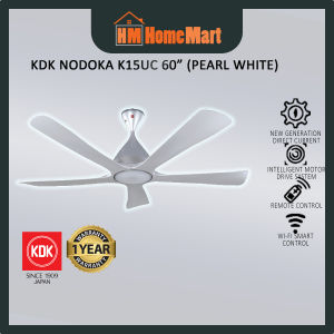 (FREE GIFT) KDK NODOKA K15UC 60" DC Motor Wifi & Remote LED Celling Fan (Pearl White) (1 Year Warranty)
