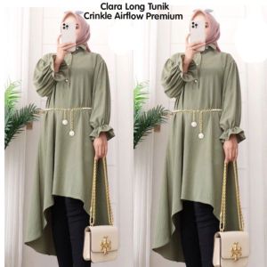 Long Tunik Wanita Terbaru 2024 Crinkle Airflow Premium Kekinian Busui Friendly Murah