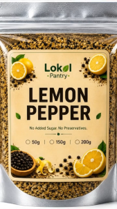 Lokal Pantry Lemon Pepper Seasoning | Premium Spice Blend | Natural Cooking Ingredient for Chicken Seafood Fish Vegetables Pasta Rice Marinades Soups Sauces Grilling Roasting Homemade Seasoning Blends & Everyday Culinary Use
