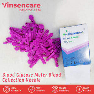 Vinsencare 50pcs Sterile Surgitech Blood Glucose Lancets G30 (1 Box) - Safety Cap Universal Fit Easy & Hygienic