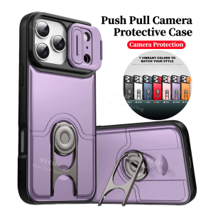 iPhone 17 AIR Phone Case For iPhone 17 AIR 16 Pro Max 15 14 13 12 11 Pro Max Solid Color Minimalist Slide Camera Cover Rotating Stand Shockproof Protective Case