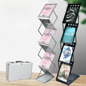 Foldable Aluminum Alloy Literature Stand Single Page Sample Display Rack Magazine Newspaper Stand Trade Show Display Holder
