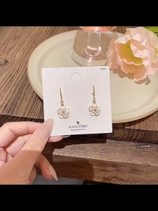 good 999 Fashionable flower crystal pink temperament ear hook earrings ES63750