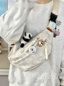 น่ารัก Fresh Forest เด็กผู้หญิง กระเป๋าคาดหน้าอก นักเรียน เอว กระเป๋า เรียบง่าย Match Small Bag กระเป๋าสะพายข้างผู้หญิง สไตล์เกาหลี กระเป๋าพิมพ์ลาย นุ่ม