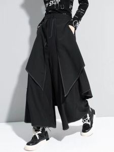 Dark Samurai Wide Leg Pants Loose Casual Trousers for Men And Women High Waist Straight Tube Long Pants Youth Fashion