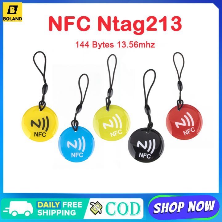 Boland 10pcs Ntag213 NFC Tag Lable Token With Rope RFID 13.56MHz 144 Bytes ISO14443A Epoxy Card