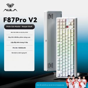 AULA | Bàn Phím Cơ Tùy Chỉnh Aula F87 Pro V2 87 Phím Không Dây Ba Chế Độ Bluetooth Im Lặng Có Đèn Nền RGB Chơi Game Cho PC Esports