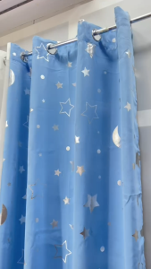 ANGEL Kids Room Thermal Insulated Blackout Window Curtains Grommet Top Curtain Panels Drapes with Moon Stars Print 1 Panel 130x220cm 7Feet A-2077