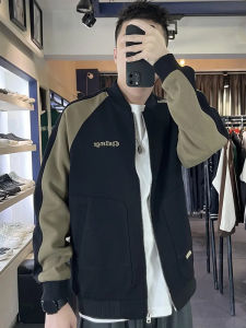 Loose Mens Baseball Jacket Spring Autumn Thin Sporty Outerwear Youth Trendy Cotton Polyester Zipper Closure Long Sleeve