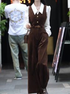 QFN | Fashionable Anti-aging Womens White Shirt and Jumpsuit Set