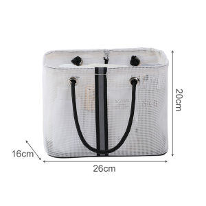 1pc Travel Portable Storage Bag Mesh Cosmetics Bag Toiletries Makeup Organizer Bag WaterProof Handbag Large Capacity Beach Bag