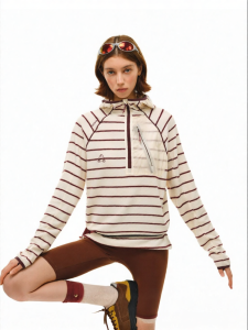 FPA | Striped Patchwork Sporty Half-Zip Couples Hoodie