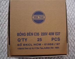 Bóng đèn ớt lớn bóng C35 sợi đốt dây tóc đui E27 Hòa Thái - trang trí hộp đèn đá muối sưởi úm vật nuôi (Bảo hành)