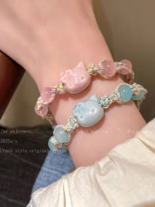 Adorable Kitty Cartoon Adjustable Woven Cat Bracelet New Style for Best Friends Couple Matching Hand Cord Jewelry