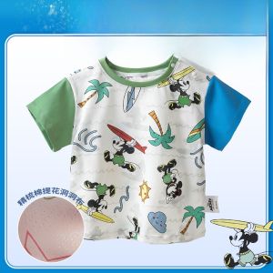 Baby Short Sleeve T-Shirt Mickey Mouse Donald Duck Cartoon Breathable Cotton Summer New Arrival Half Sleeve Top for Kids