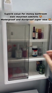 HOMEKING | Wall-Mounted Cosmetic Storage Cabinet Bathroom Storage Box Simple Wall Mounted Skincare Products Storage Box Wall Mounted Storage Bathroom & Kitchen Cabinet with Doors for Bathroom  & Kitchen Dinning Room