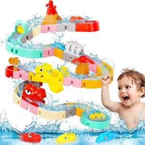 Bath Toys for Kids DIY Building Water Slide Tracks BaBy Bath Toys Spray Water Toys for Kids Outside Pool Bathtub Toys for Kids
