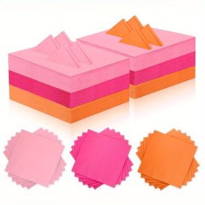 120 Pcs Paper Napkins 5 * 5 Inch Multi Color Beverage Napkins 3 Colors Dinner Napkins Orange Guest Napkins Disposable