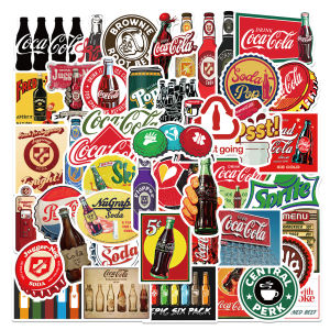 Colorful Cartoon Coca-Cola Bottle Stickers 50 Pcs Waterproof Decorative Labels for Luggage Fridge Notebooks Fun Business Supplies