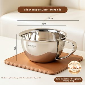 Onlycook | Cốc Ăn Sáng Inox Có Dấu Dung Tích Nắp Đầy Đặn