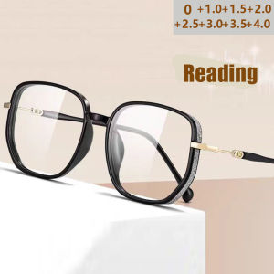 New Fashion Diamond-inlaid Large Frame Anti-blue Light Reading Glasses Street Photography Trendy Decorative Flat-glass Mirror222